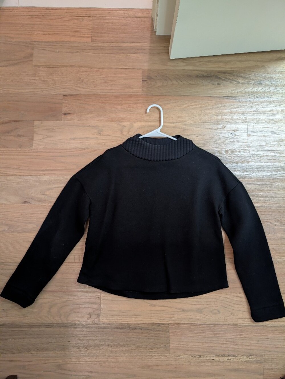 ADAY Black Ribbed Cowl-Neck Scuba Sweater Size S